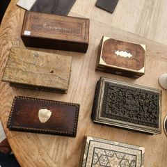 Superb boxes . mother of pearl ...brass .  etc