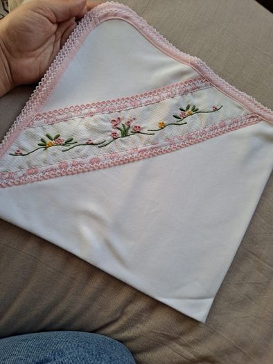 Handmade Traditional Madeira Embroidered Baby comfort  100% Cotton