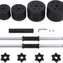 _Adjustable Plastic Dumbbell Set with Connecting Steel Tube Dumbbell Set 20 kg 30 kg Workout Fitness Training 1 Pair Image 2