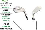Titleist T250.U Utility #3 Iron 20 Degree / Tensi Black 1K Carbon 95HY X-Stiff