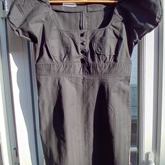 Topshop Self Striped Black Dress