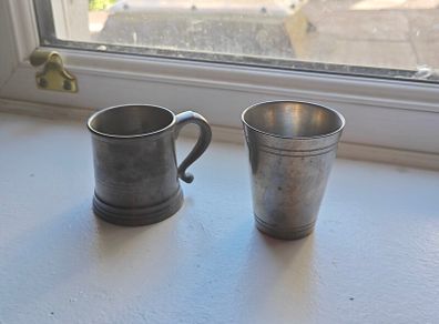 Vintage Pewter Mug & Beaker, Mullingar (Ireland) & Woodbury (USA)