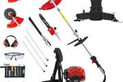 BU-KO 52cc Backpack Long Reach Petrol Multi Functional Garden Tool: Petrol Strimmers and Brush Cutter, Extendable Petrol Hedge Trimmer, Pruner Chainsaw, Petrol Grass Trimmers, 3x 75cm Extension Pole
