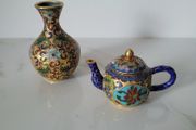 Vintage cloisonne vase &amp; teapot