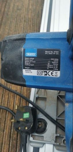 Draper 1200W 165MM Plunge Saw With Rails