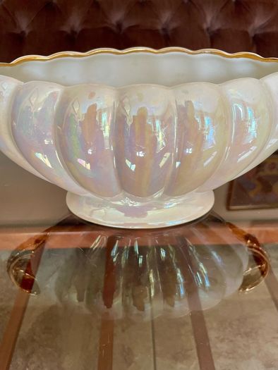 Vintage H J  Wood Burslem Pearlescent Lustre Mantel Vase with Gold Handles
