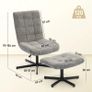 Recliner with Ottoman, 360 Swivel, Adjustable Height & 4-Position Back 26 x 31.5 x 36.6 40.9 in, Gray Image 3