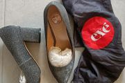 Exe Silver grey heels leather