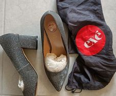 Exe Silver grey heels leather