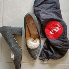 Exe Silver grey heels leather