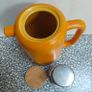 Title: OGO Living "Outo" Matte Stoneware Teapot with Wooden Lid, Orange Image 3