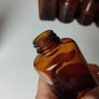 316 - Set of 9 Different Sizes Amber Glass Collectible Decorative Bottles and Jars Image 6