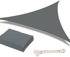 MULTIPLE SIZES/COLOURS AVAILABLE Sun Shade Sail Waterproof Outdoor Garden Patio Party Sunscreen Awning 2x2x2m Triangle Canopy 98% UV Block with Free Rope, Grey