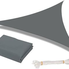 MULTIPLE SIZES/COLOURS AVAILABLE Sun Shade Sail Waterproof Outdoor Garden Patio Party Sunscreen Awning 2x2x2m Triangle Canopy 98% UV Block with Free Rope, Grey