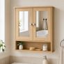 Bathroom Cabinet Mirror Double Door  Oak, Grey, White Image 4