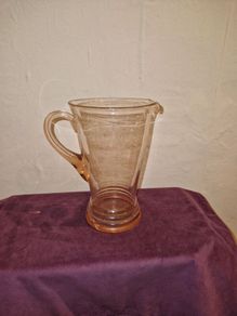 1930's Pink glass hand blown jug