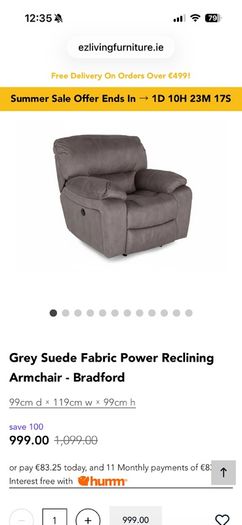 Electric recliner armchair