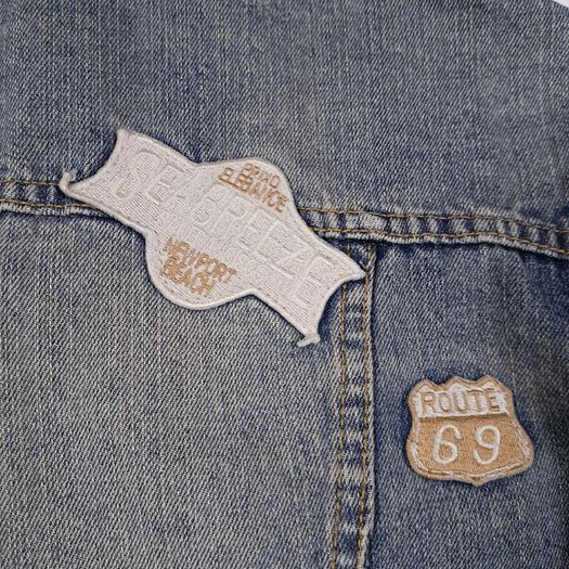 Superfly Patched Distressed Blue Denim Trucker Jacket Size L