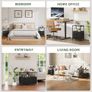 Bedside Table Set of 2 with Charging Station and LED Light, Small Bed Side Table for Bedroom Dorm Kids Room Closet, 2 Drawers Bedside Cabinet with 2 Outlets and 2 USB Ports, Black Image 3