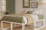 46 cm High Double Bed Frame 135x190 cm, Heavy Duty Metal 4ft6 Double Bed with Sturdy Slats Support, Large Underbed Storage, Noise Free, Easy Assembly, White