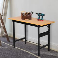 100 cm Foldable Garage Work Bench, Craft Table MDF Workstation, Heavy-duty Steel Frame with Ruler, Protractor