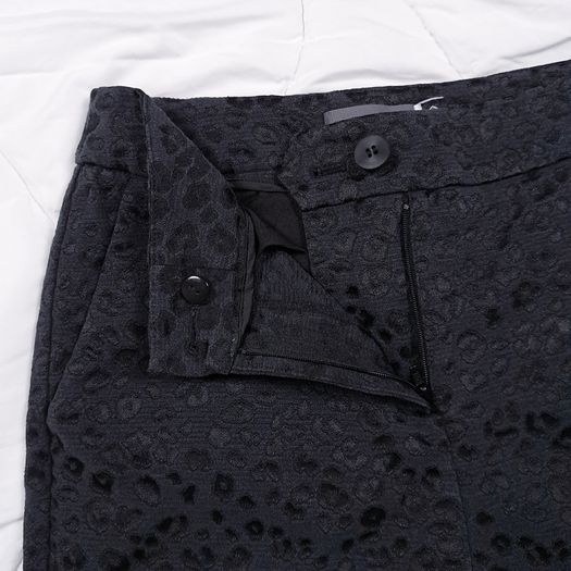 Mint Velvet Black Subtle Leopard Jacquard Print Flare Leg Trousers Pants 8UK/36EU
