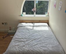 Double IKEA Bed + Mattress + Mattress Protector for Sale
