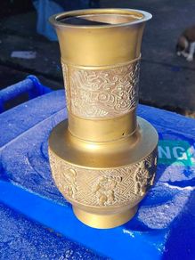 Late Nineteenth Century Brass and Copper Temple Vase