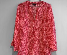 Pre Owned Red & White Patterned Beach Tunic Top