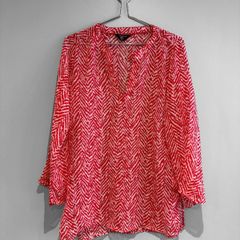 Pre Owned Red & White Patterned Beach Tunic Top