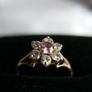 Vintage 9ct Yellow Gold 375 Pink and Clear CZ Floral Cluster Ring Size N 1,55g Image 4
