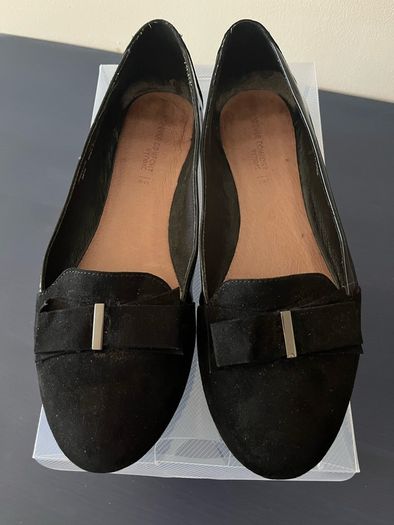 NEXT Black Flat Shoes Size 41 Suede & Patent