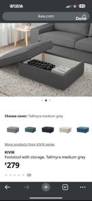 Grey footstool/ottoman
