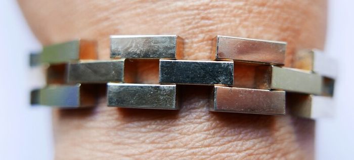Vintage  1950s Mens 18K RG Gold Tank Bracelet Modernist MCM - Rolled Gold