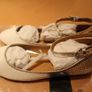 White flat pumps with silver ankle strap Image 2