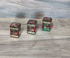 oriental asian vintage X3 empty tea tin set container collectables