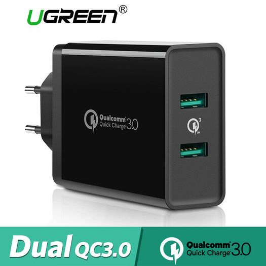 Ugreen QC 3.0 Dual USB Fast Charger 36W Wall Charger EU/UK Plug  (Brand New/Warranty)