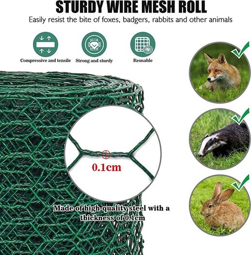 Wire Mesh Roll 0.4m x 5m, JatilEr Chicken Wire Fencingl 25mm Hole Size, Mesh Fencing Strong Tensile, Galvanised Wire Mesh Anti-Rust for Multiple Purposes In DIY and Industrial Environments (FREE POSTAGE)