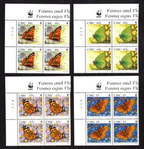 2005 Ireland Fauna & Flora Butterflies Commemorative Stamps Plate Blocks 1A1A1A1A Mint Never Hinged (MNH)