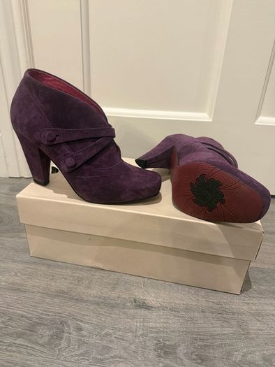 Purple suede ankle boots