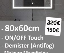 LED Bathroom Mirror 80x60cm Makeup Antifog Demister