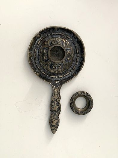 Antique French Solid Brass Candleholder
