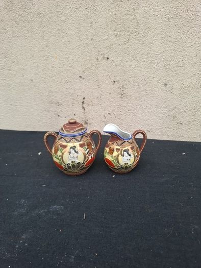 Brown vintage china sugar milk jug postage possible
