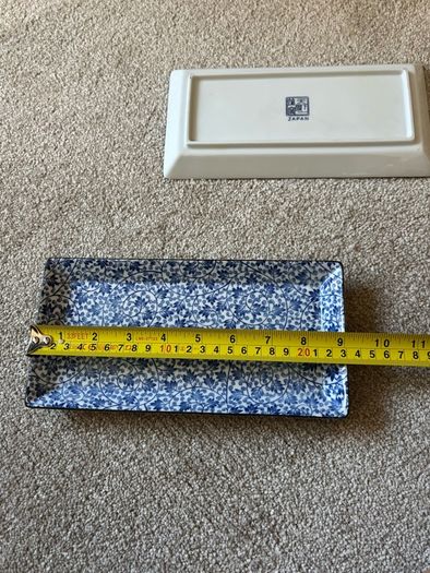 A Set of 2 Sousaku Japan ceramic rectangular sushi plates/ trays