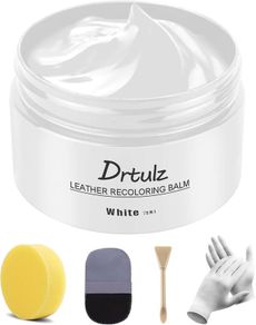 Leather Recoloring Balm, Leather Repair Kit for Furniture Vinyl Sofa, Purse, Shoes, Car Seats, Steering, Leather Couch Paint Leather Color Restorer on Faded & Scratch Quick Dry (75ML WHITE)
