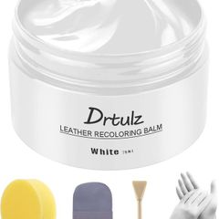 Leather Recoloring Balm, Leather Repair Kit for Furniture Vinyl Sofa, Purse, Shoes, Car Seats, Steering, Leather Couch Paint Leather Color Restorer on Faded & Scratch Quick Dry (75ML WHITE)