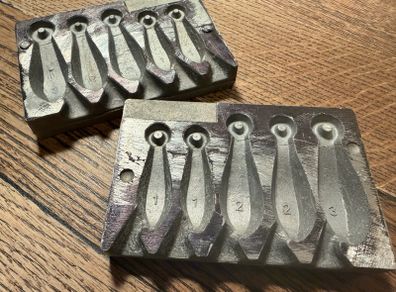Lead sinker mould (1,1,2,2,3oz)