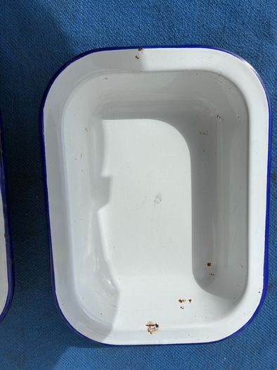 Matching pair of enamel dishes