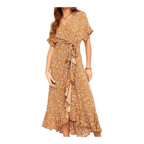 Mustard floral wrap dress | Stella Morgan. Size UK14