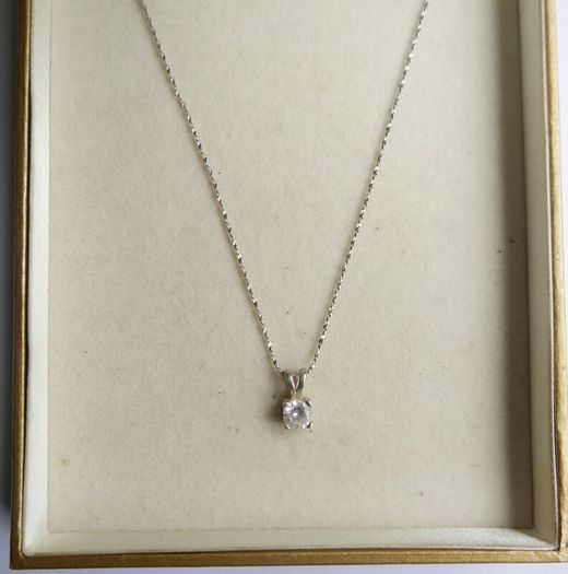 Vintage Sterling Silver 925 Cubic Zirconia Pendant Necklace - length 18" - 2,3g
